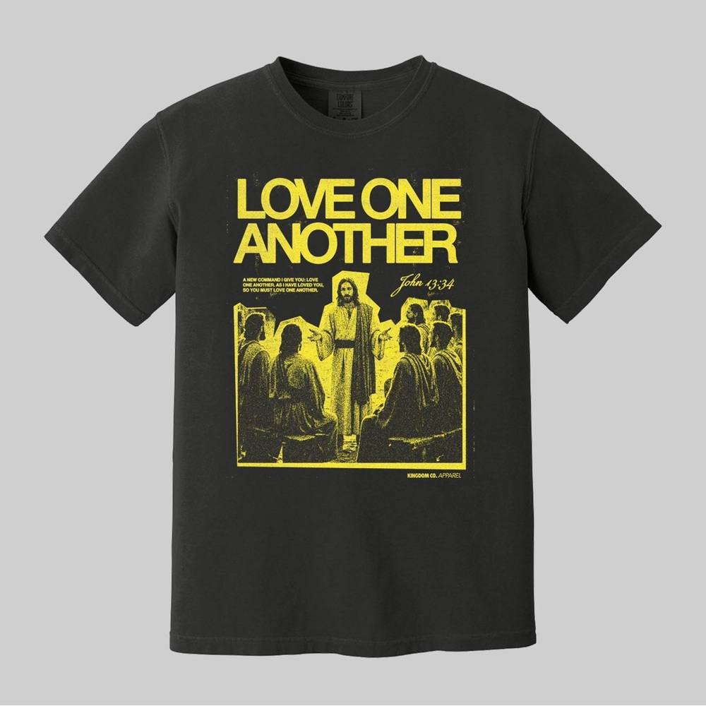 Love One Another Christian Tee With Bold Graphic